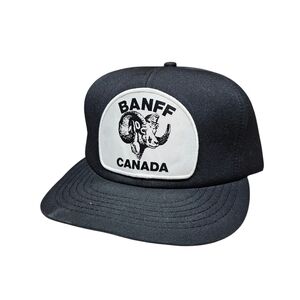 Banff Vintage Canada Black Cap with Ram Design 90s 00s Made In Canada